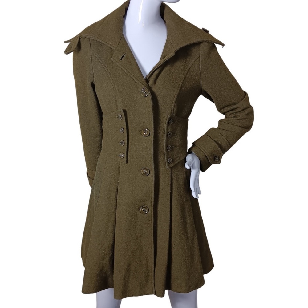 EUC Anthropologie Hazel‎ Azel Corset and Military Style Olive Green Women's Coat